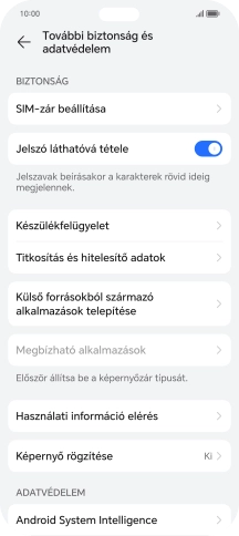 Válaszd a SIM-zár beállítása lehetőséget.