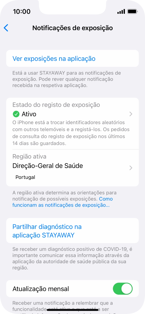 Prima Estado do registo de exposição.