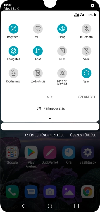 Kattints az adatkapcsolatok ikonra a funkció be- vagy kikapcsolásához.