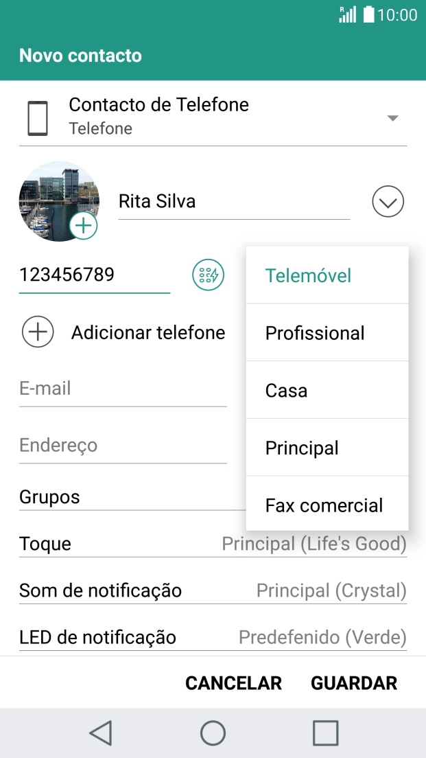 Prima o tipo de número pretendido.
