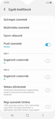 Válaszd a Szöveges üzenetek lehetőséget.