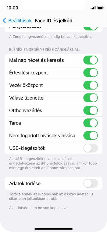 Kattints az „Adatok törlése” melletti csúszkára a funkció be- vagy kikapcsolásához.