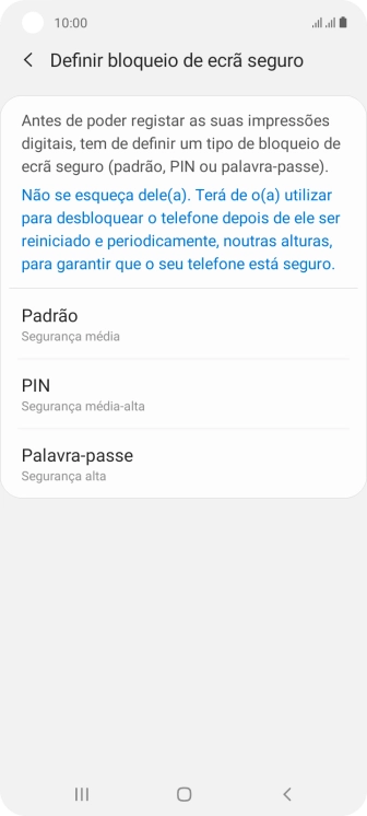 Prima o código de bloqueio do telefone pretendido e siga as indicações no ecrã para estabelecer um código de bloqueio adicional.