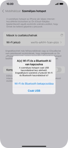 Amennyiben be van kapcsolva a Wi-Fi, válaszd a Wi-Fi és Bluetooth bekapcsolása lehetőséget.