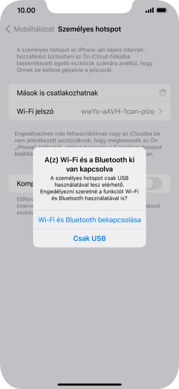 Amennyiben be van kapcsolva a Wi-Fi, válaszd a Wi-Fi és Bluetooth bekapcsolása lehetőséget.