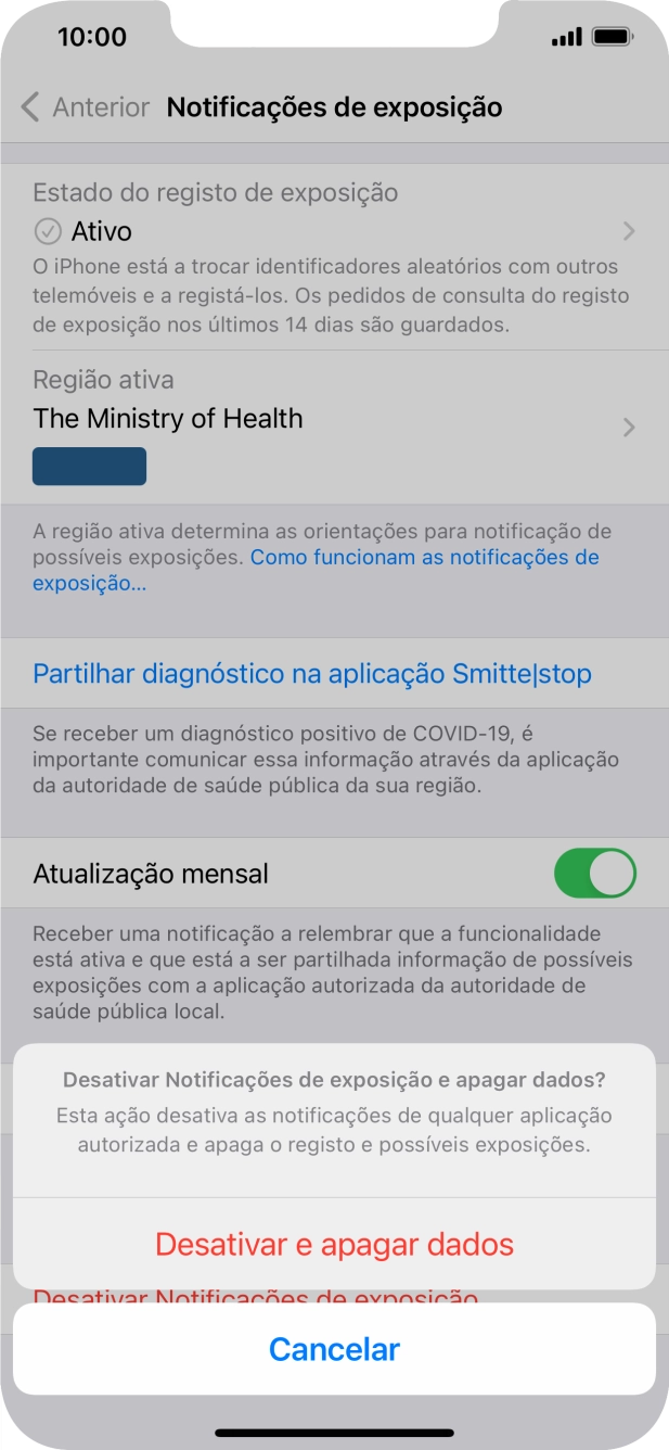 Prima Desativar e apagar dados.