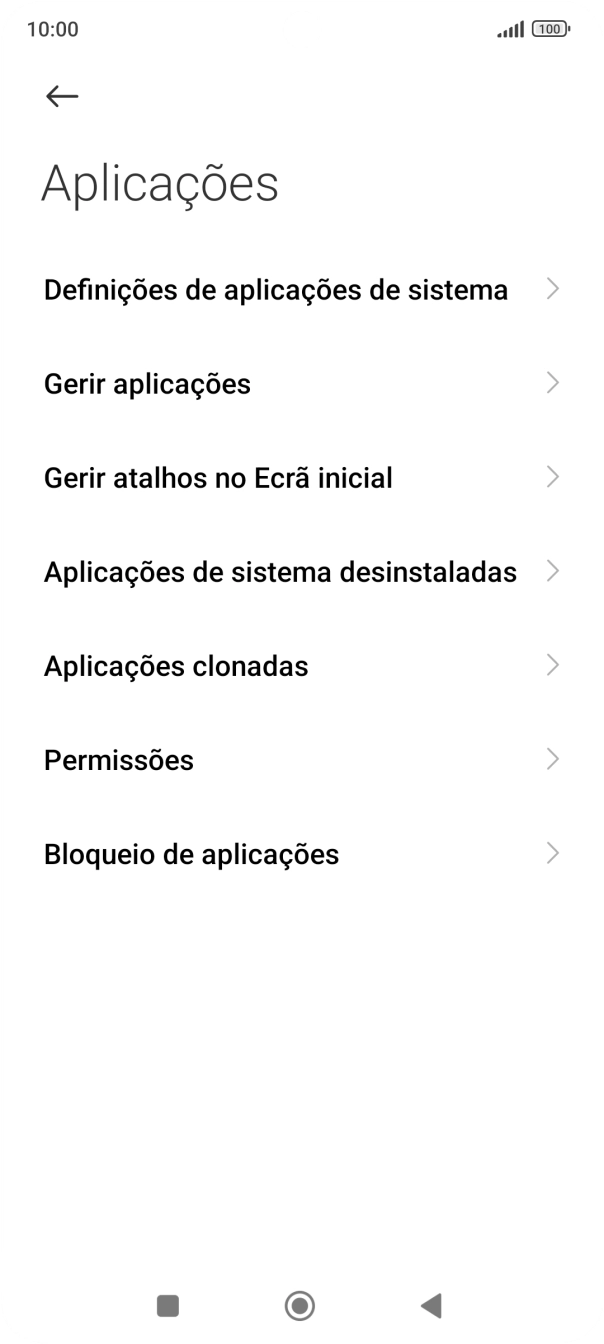 Prima Gerir aplicações.