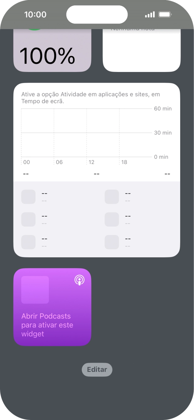 Mantenha premido o widget pretendido até aparecer um menu no ecrã.