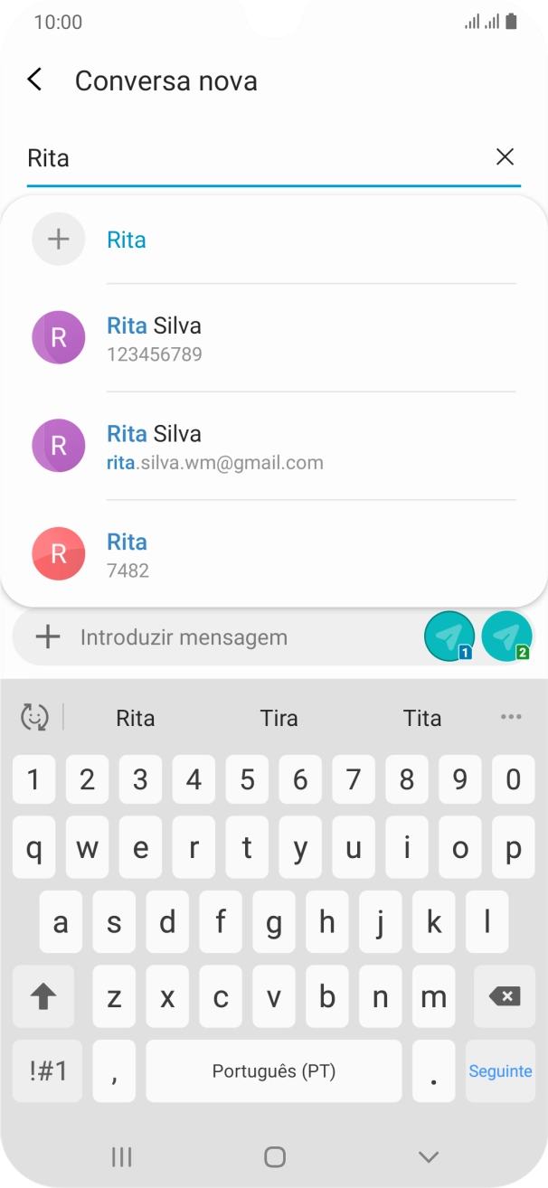 Prima o contacto pretendido.