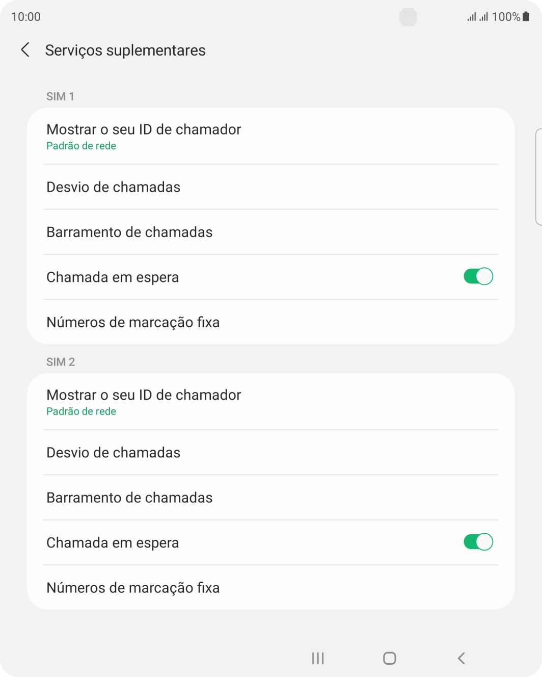Prima Desvio de chamadas sob o cartão SIM pretendido.