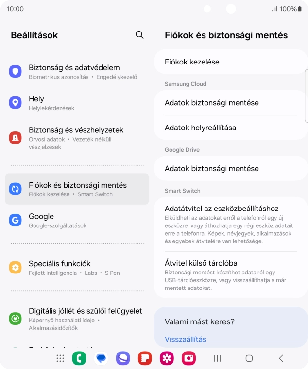 Válaszd a Fiókok kezelése lehetőséget.