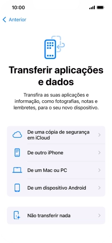 Prima Não transferir nada e siga as indicações no ecrã para terminar a ativação. Prima Não transferir nada e siga as indicações no ecrã para terminar a ativação.