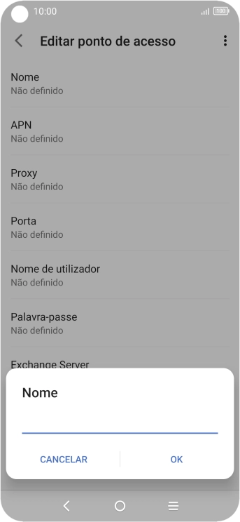 Introduza Vodafone Internet e prima OK.
