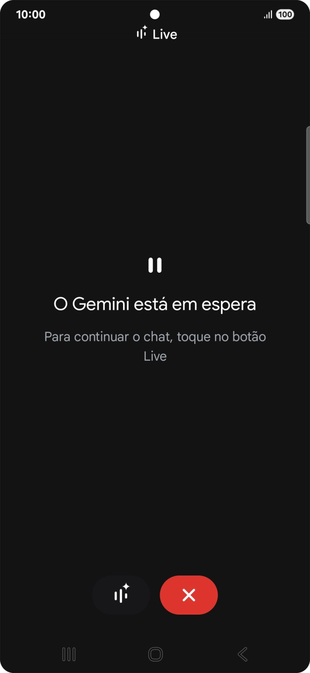 Para reiniciar a conversa, prima o ícone para retomar.