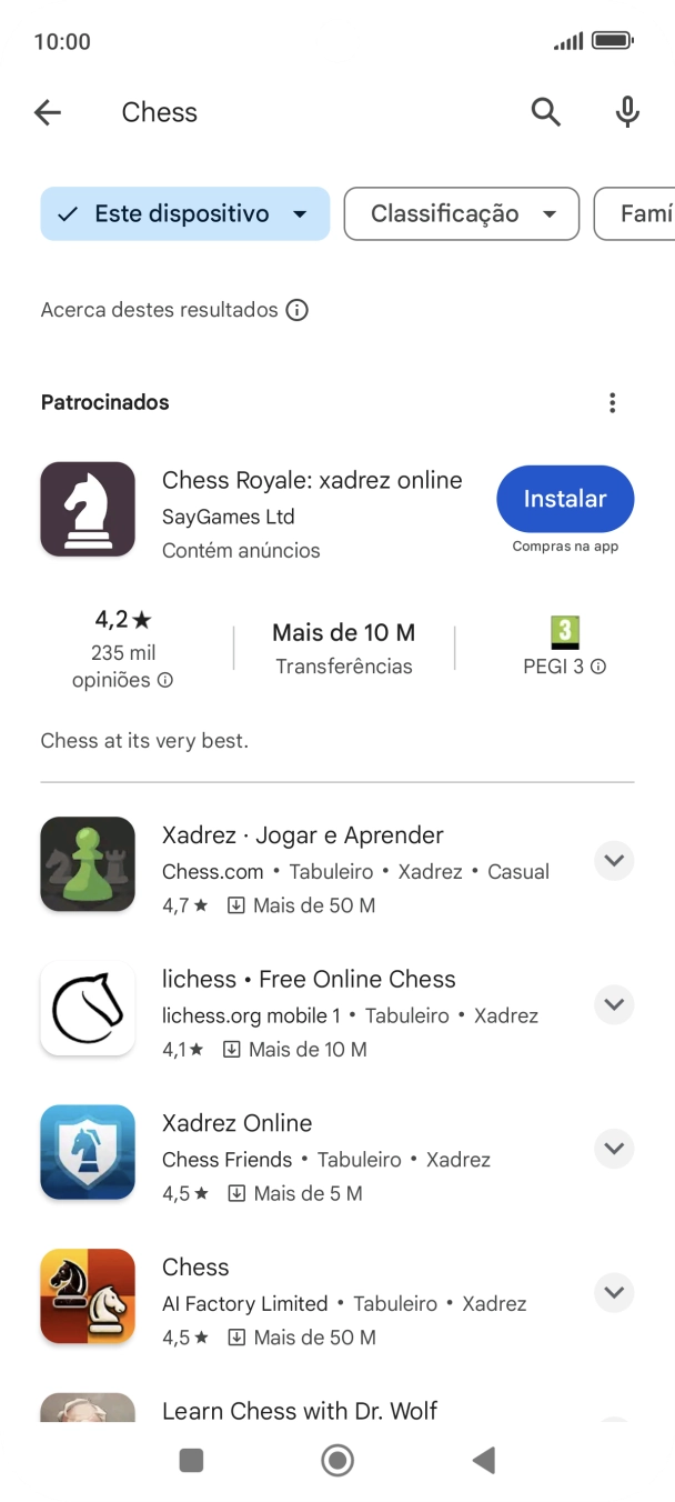Prima a app pretendida.
