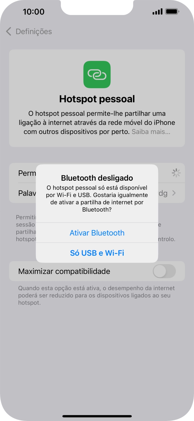 Se o Wi-Fi estiver ativado, prima Só USB e Wi-Fi .