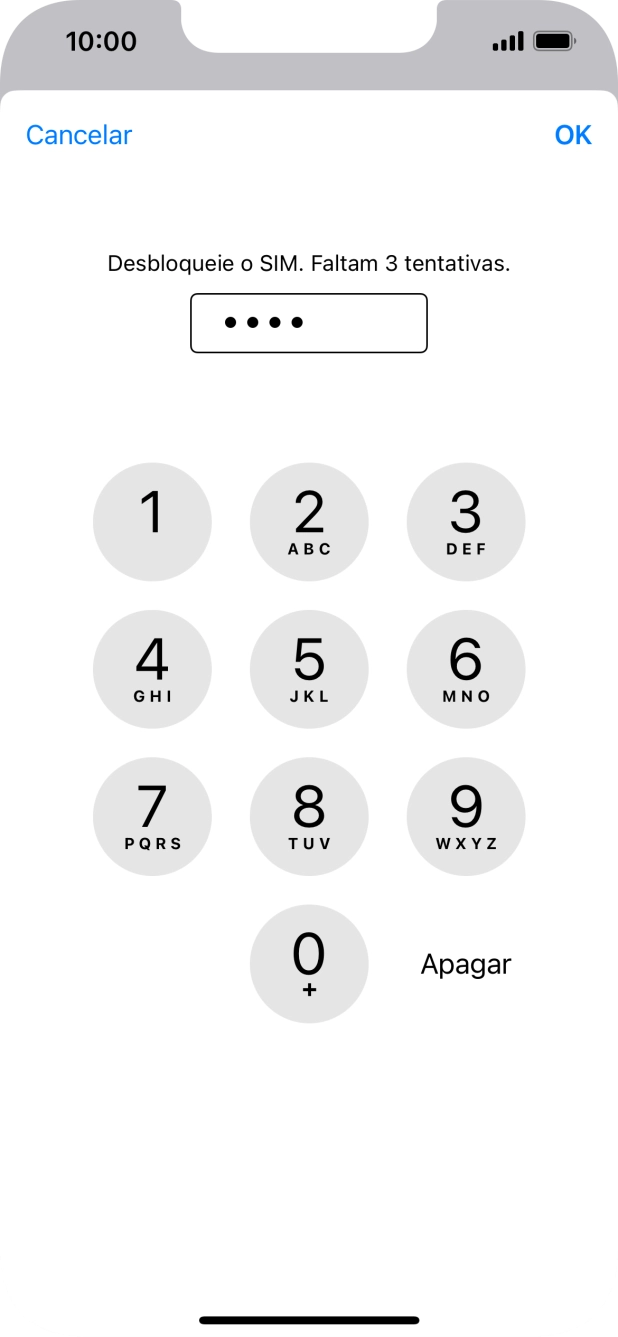 Introduza o seu código PIN e prima OK.