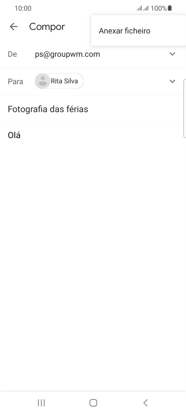 Prima Anexar ficheiro e vá até à pasta pretendida.