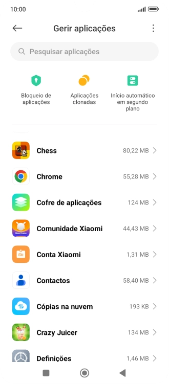 Prima a app pretendida.