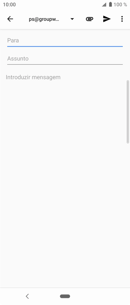 Prima Para e introduza as primeiras letras do nome do destinatário.