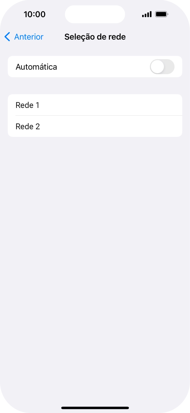 Se desativar a função, prima a rede pretendida.