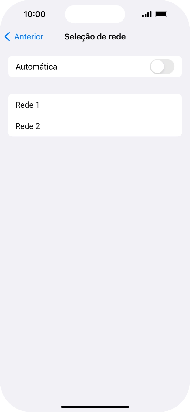 Se desativar a função, prima a rede pretendida.