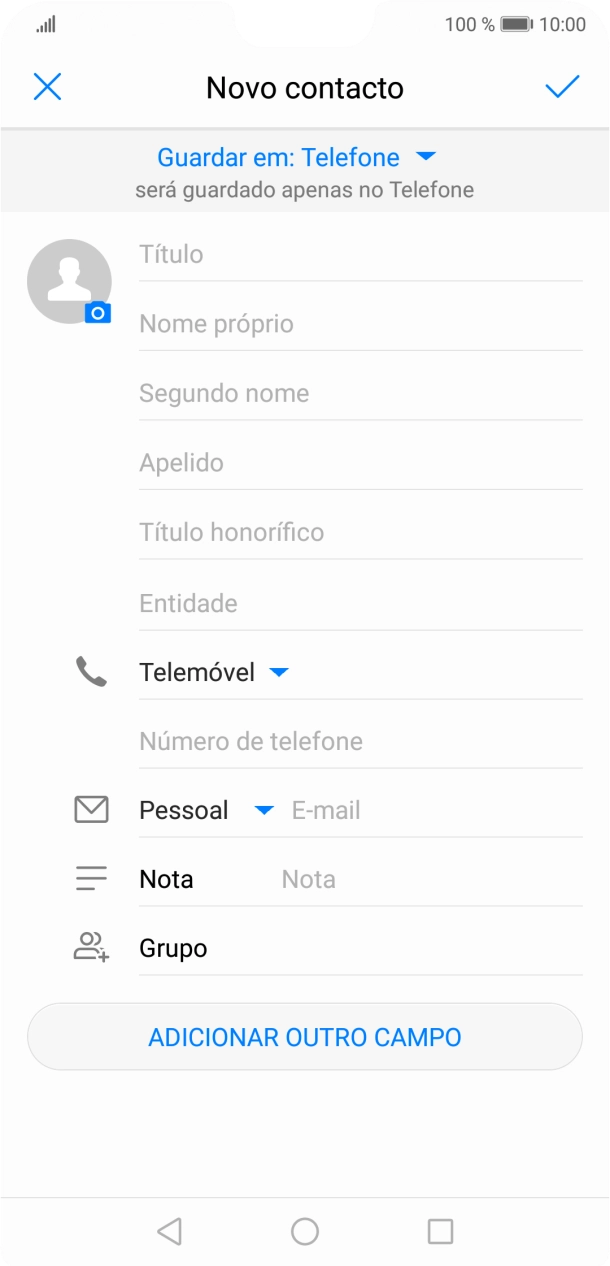 Prima Nome próprio e introduza o nome pretendido.
