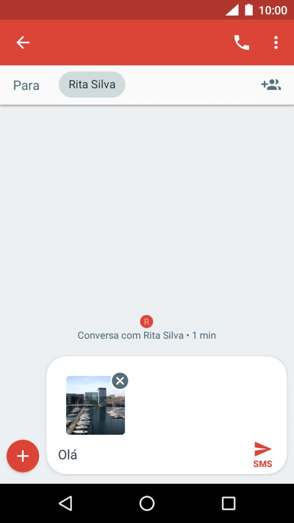 Prima o ícone para enviar quando terminar de escrever a sua mensagem multimédia.