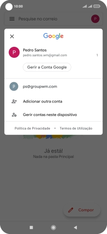 Prima a conta de e-mail pretendida.