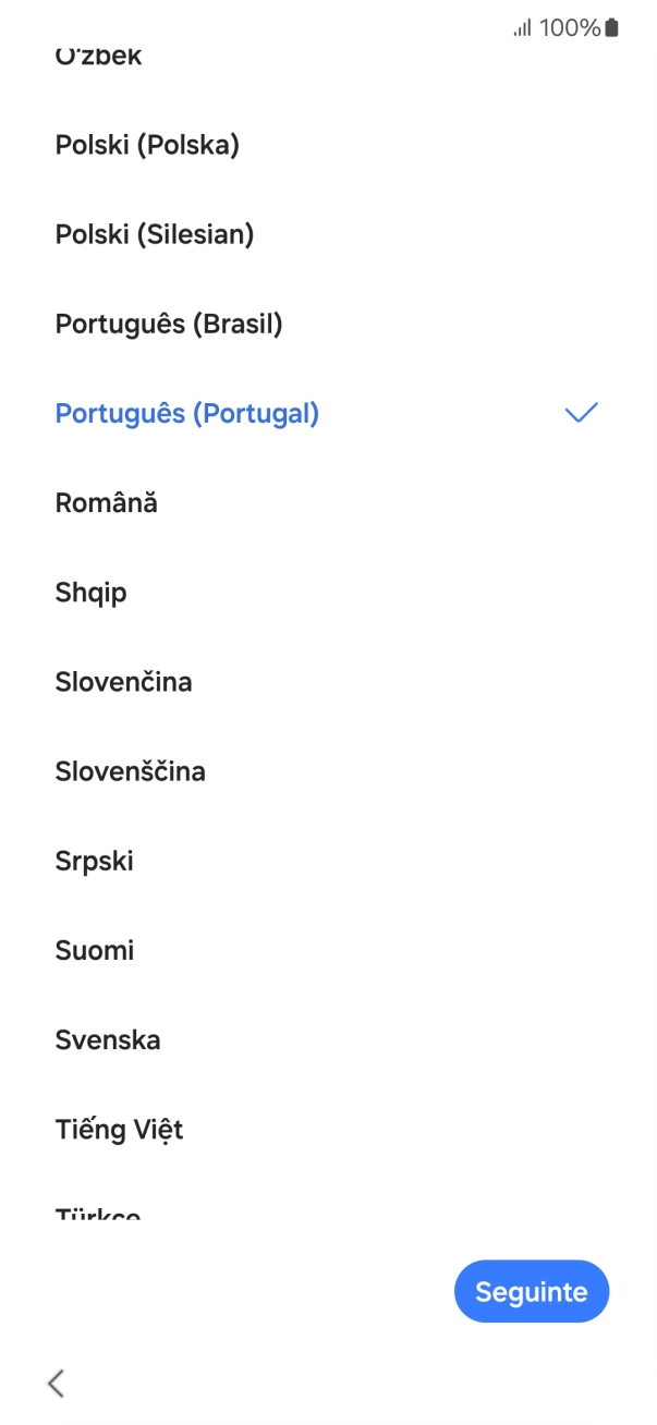 Prima o idioma pretendido.