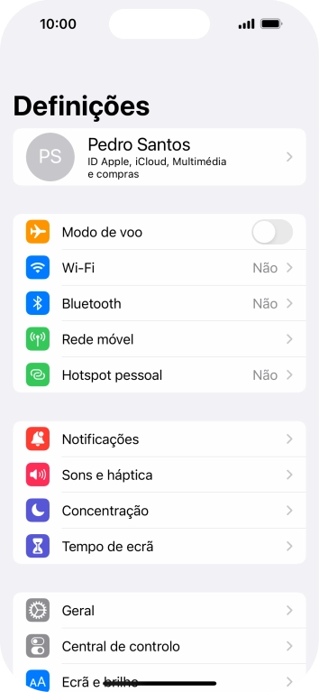 Prima o seu ID Apple.