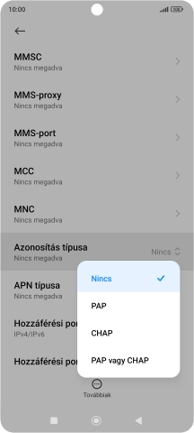 Válaszd a PAP lehetőséget.