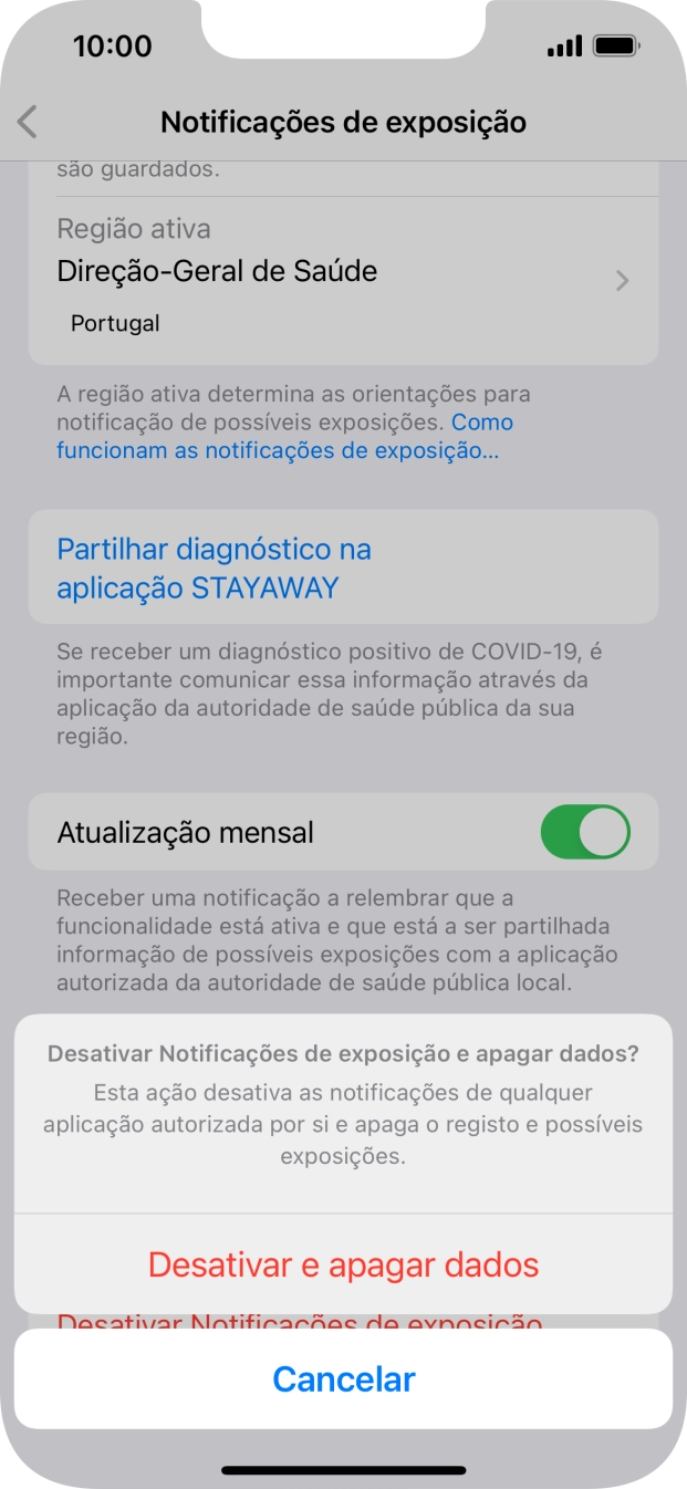 Prima Desativar e apagar dados.