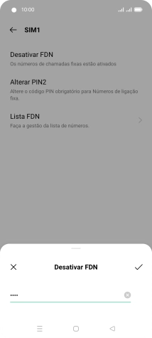 Introduza o código PIN2 e prima o ícone para aceitar.