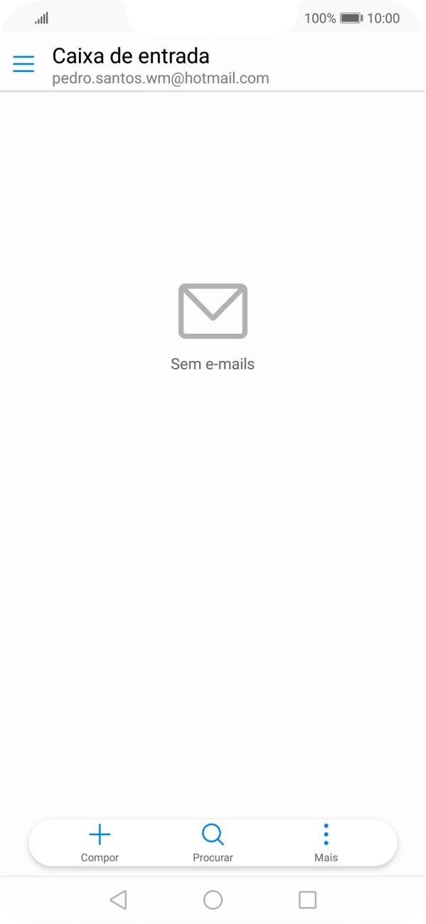 Se o ecrã mostrar esta imagem, a sua conta foi identificada e configurada automaticamente. Siga as indicações no ecrã para introduzir informações adicionais e concluir a configuração.