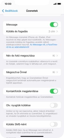 Kattints a „Küldés SMS-ként” melletti csúszkára a funkció be- vagy kikapcsolásához.