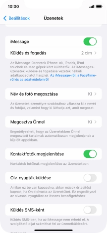 Kattints a „Küldés SMS-ként” melletti csúszkára a funkció be- vagy kikapcsolásához.