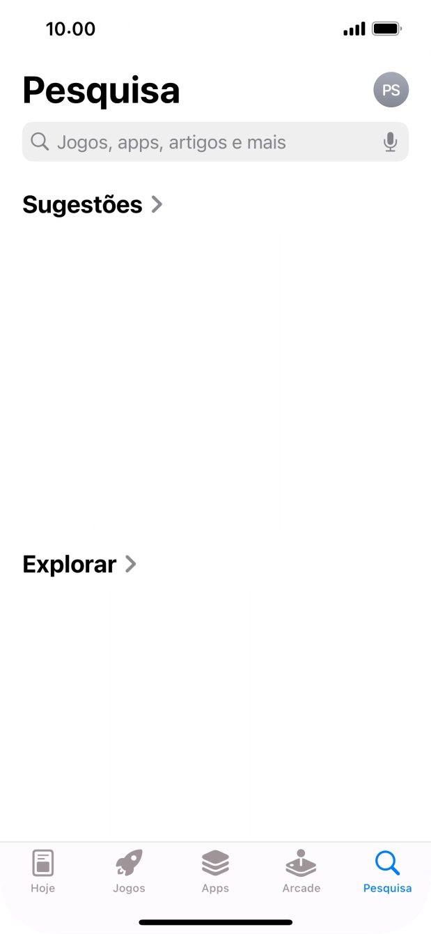 Prima o campo de pesquisa e introduza o nome ou categoria da app pretendida.