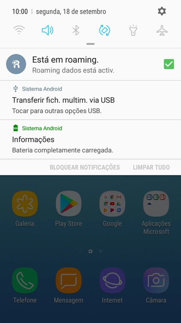 Prima o ícone de definições.