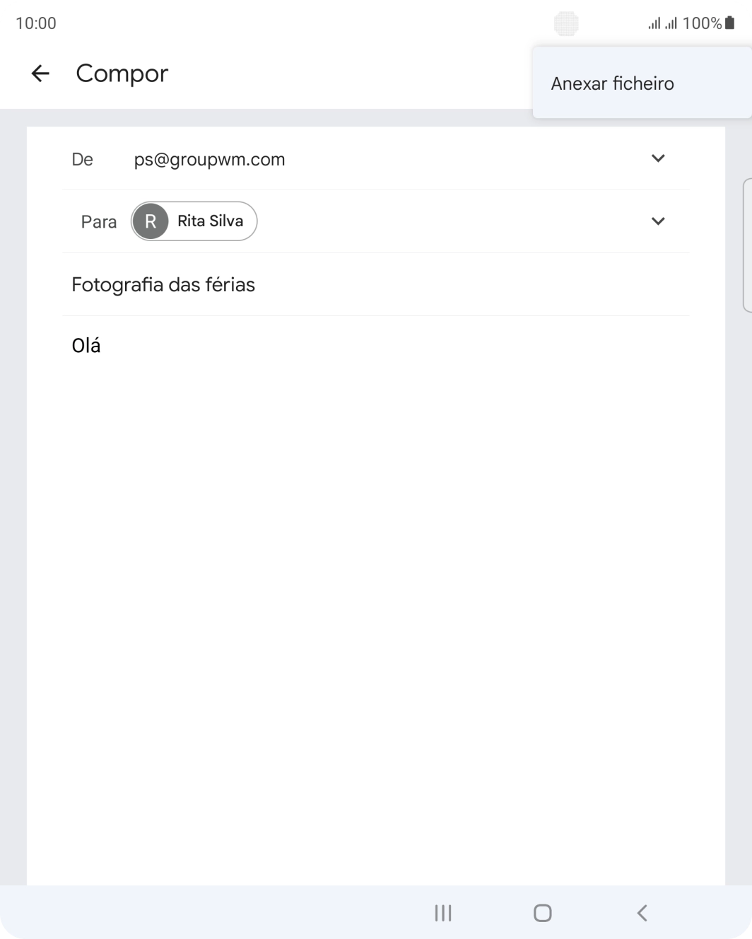Prima Anexar ficheiro e vá até à pasta pretendida.