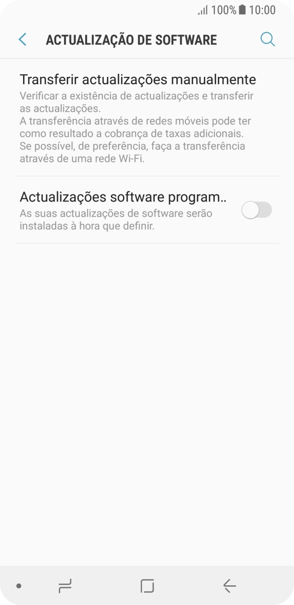 Prima Transferir actualizações manualmente. Se existir uma nova versão de software disponível, será agora indicado no ecrã. Siga as indicações no ecrã para atualizar o software do telefone.