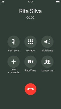 Prima o ícone para terminar chamada para terminar a chamada.