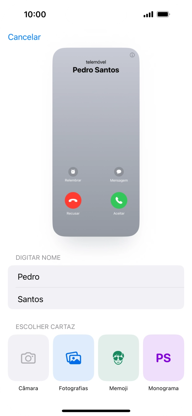 Prima a categoria pretendida e siga as indicações no ecrã para escolher e definir a fotografia pretendida para o seu cartaz de contacto.