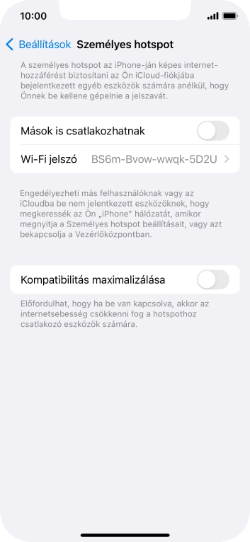Kattints a Wi-Fi jelszó mezőre, és írd be a kívánt jelszót.