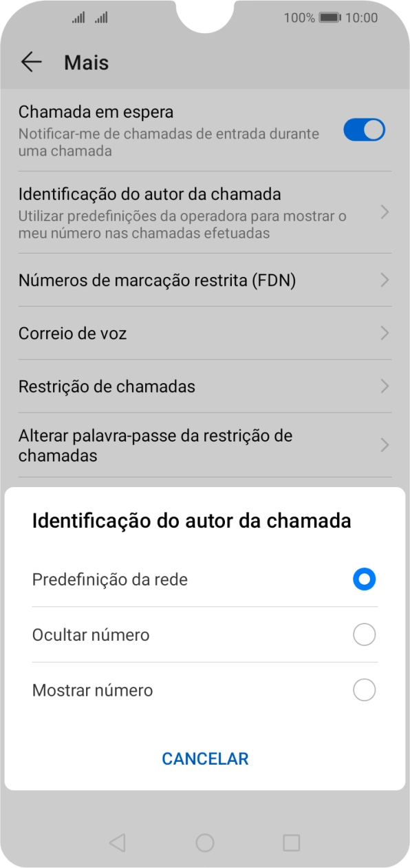 Prima Mostrar número para ativar a visualização do seu número.