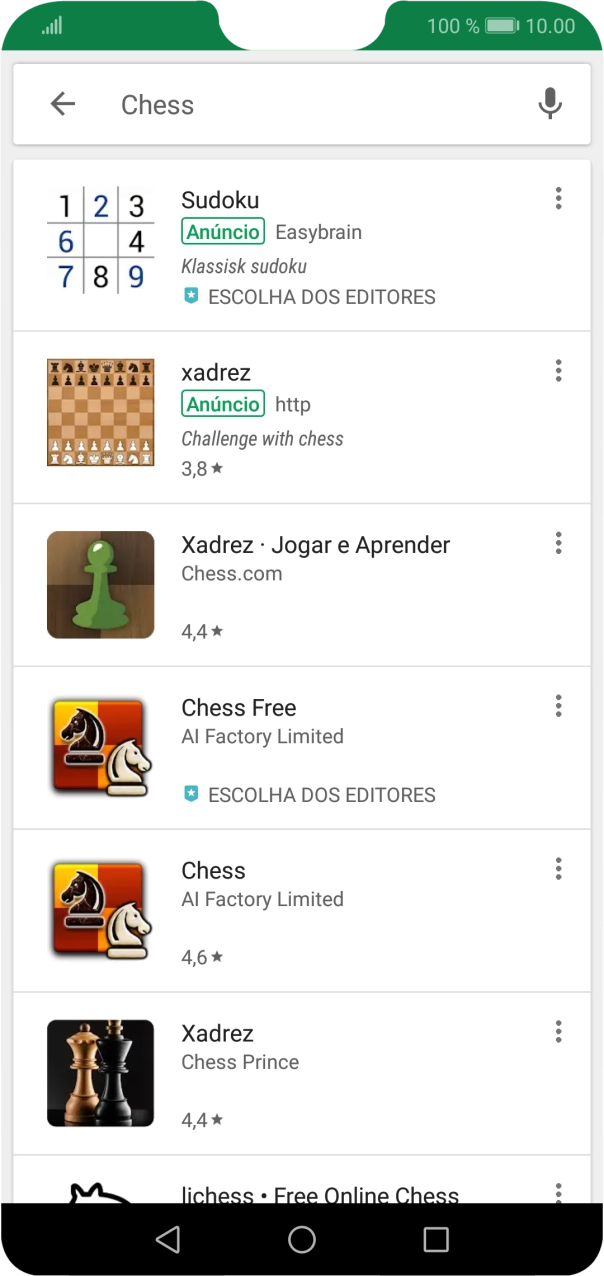 Prima a app pretendida.