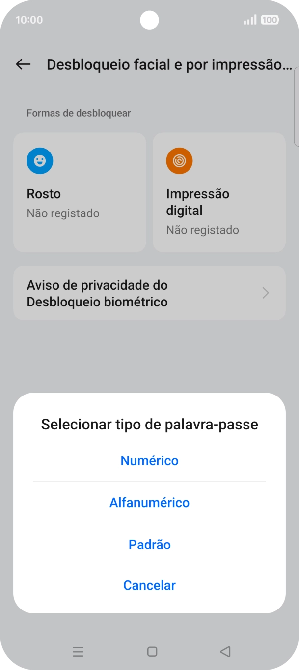 Prima o código de bloqueio do telefone pretendido.