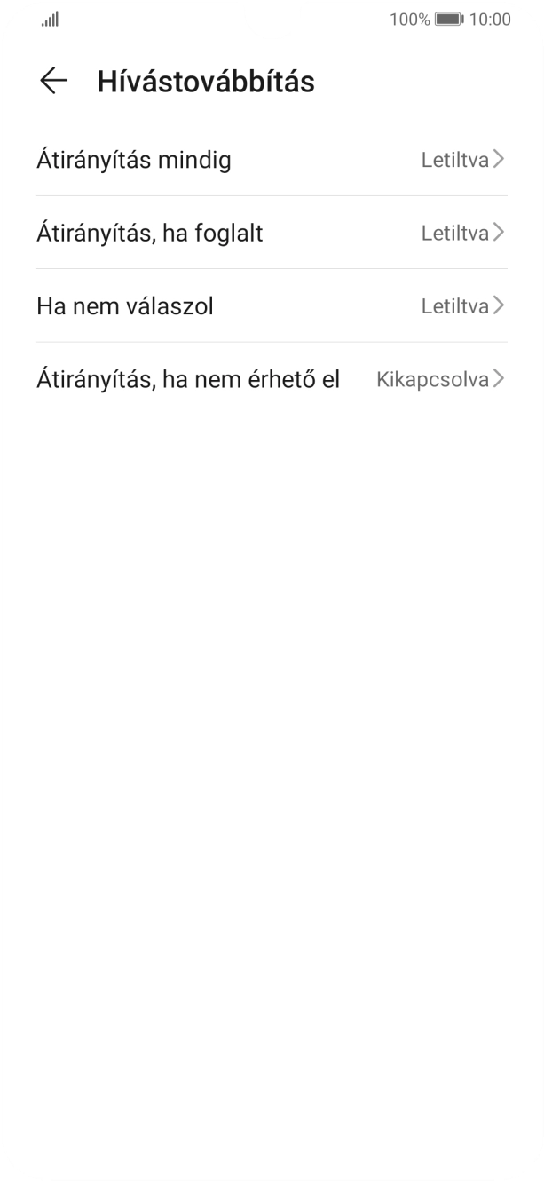 Kattints a kívánt hívásátirányítás-típusra.