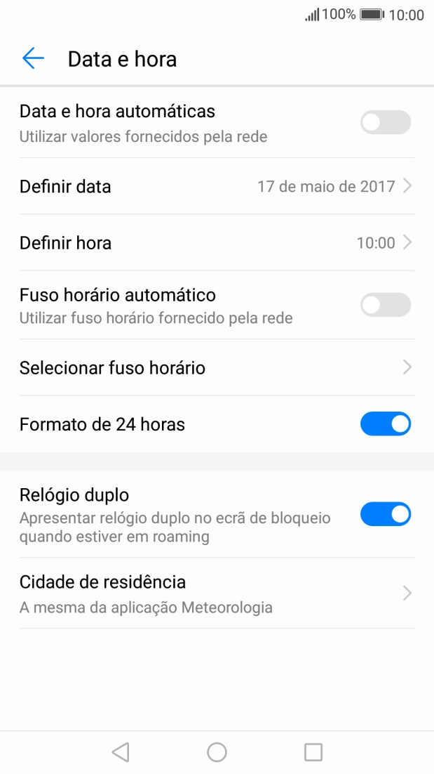 Prima Data e hora automáticas para ativar a função.