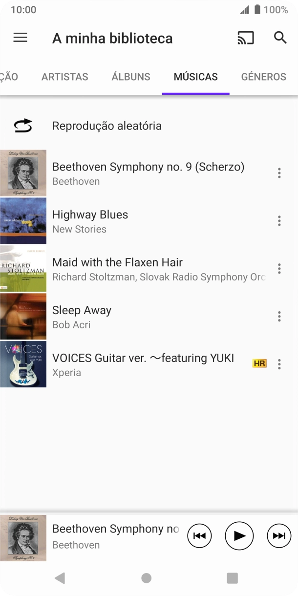 Prima o ficheiro de música pretendido.